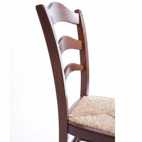 Set 6 sedie Montanara in legno massello noce scuro seduta in paglia casa hotel