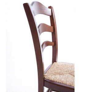 Set 6 sedie Montanara in legno massello noce scuro seduta in paglia casa hotel