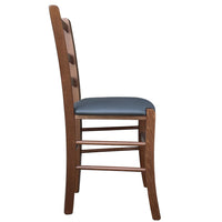 Sedia legno venezia noce scuro con seduta similpelle imbottita grigio antracite