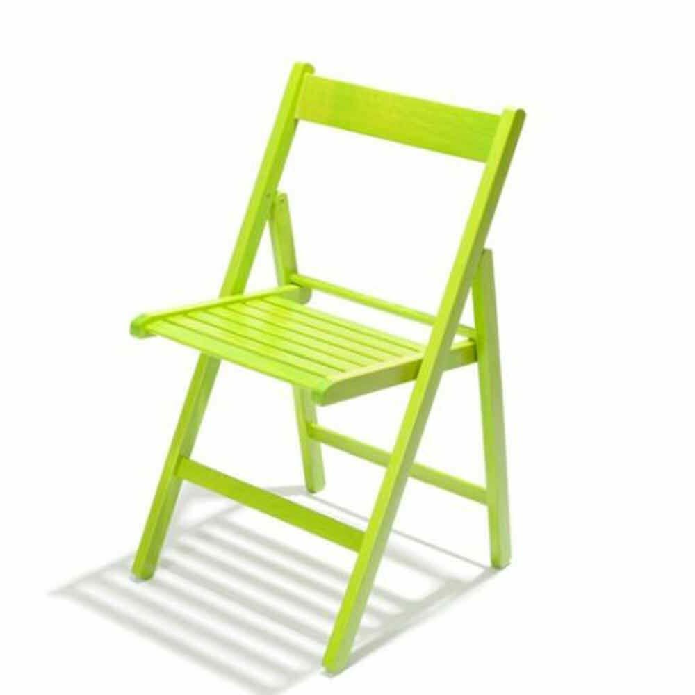 Sedia pieghevole salvaspazio in legno di faggio verde bar casa pub mare giardino