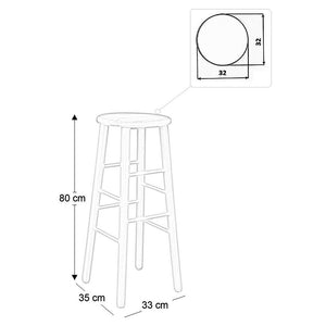 Sgabello legno con seduta rotonda h 80 cm noce chiaro gamba dritte