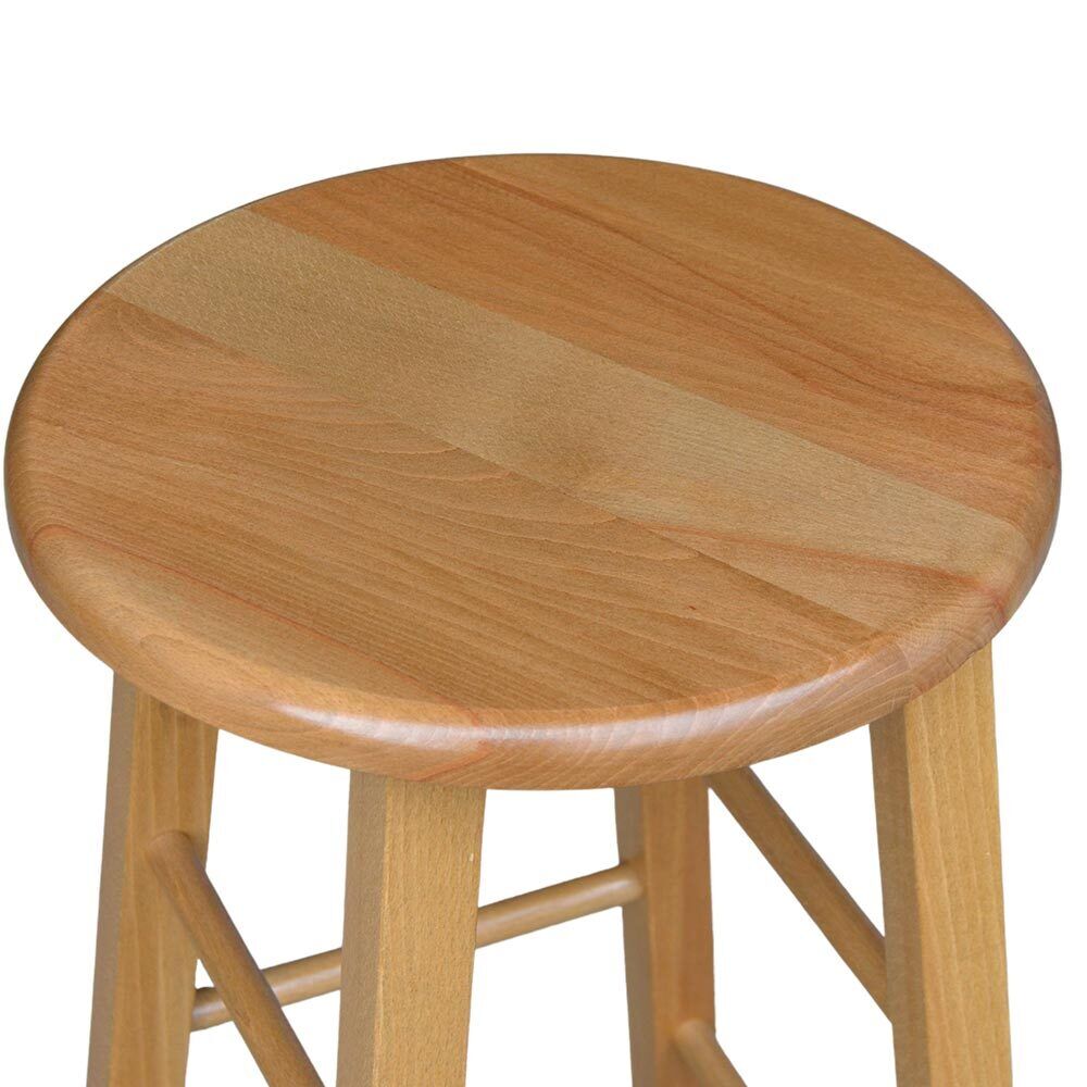 Sgabello legno con seduta rotonda h 80 cm noce chiaro gamba dritte