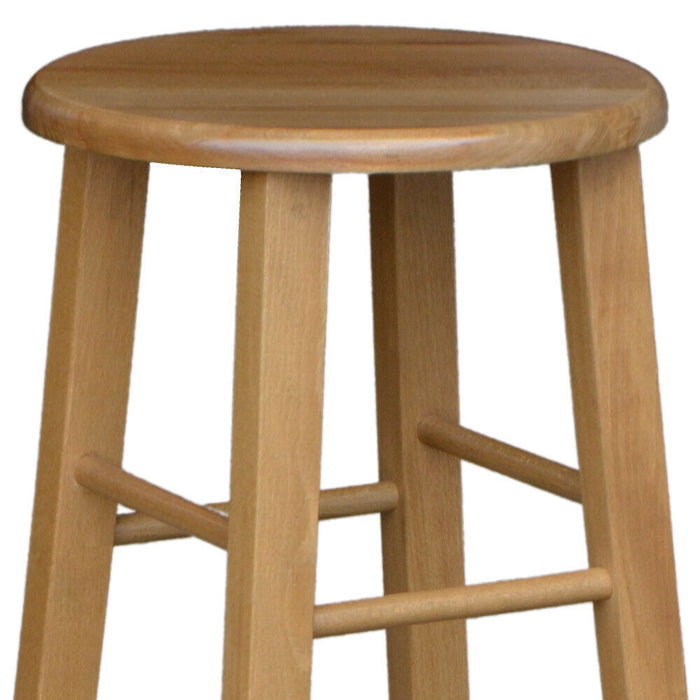 Sgabello legno con seduta rotonda h 80 cm noce chiaro gamba dritte