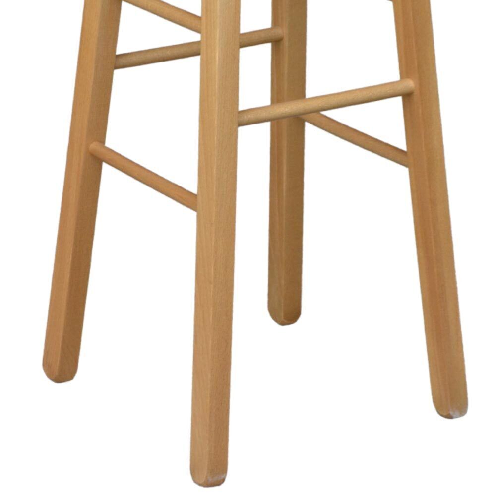 Sgabello legno con seduta rotonda h 80 cm noce chiaro gamba dritte