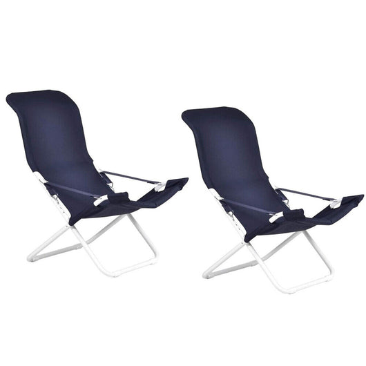 Sedia sdraio fiam fiesta telaio acciaio bianco con telo in blu 127PE BSBL x 2