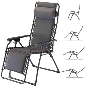 Sedia sdraio richiudibile a gravita zero textilene grigio x 2