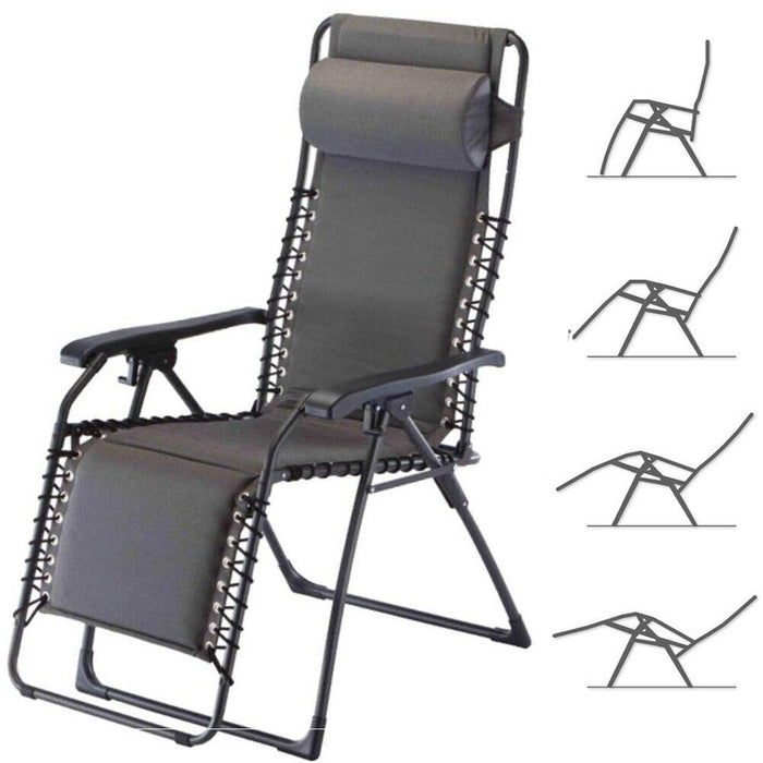 Sedia sdraio richiudibile a gravita zero textilene grigio x 2