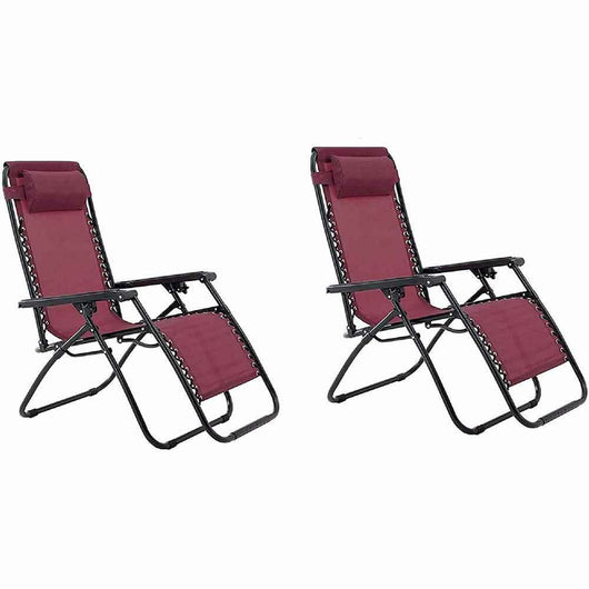 Sedie sdraio richiudibile da esterno a gravita zero rosso / bordeaux x 2