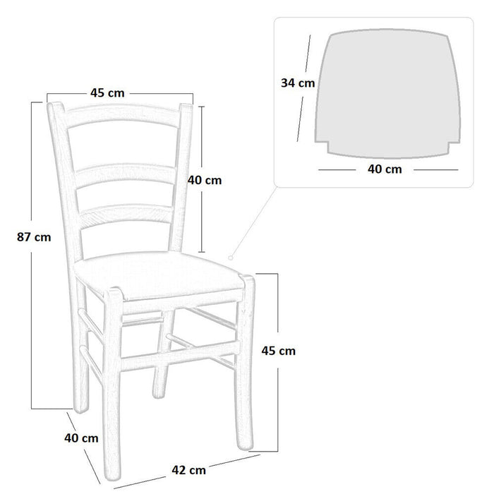 Sedia di legno venezia noce scuro con seduta  imbottita ecopellerosso