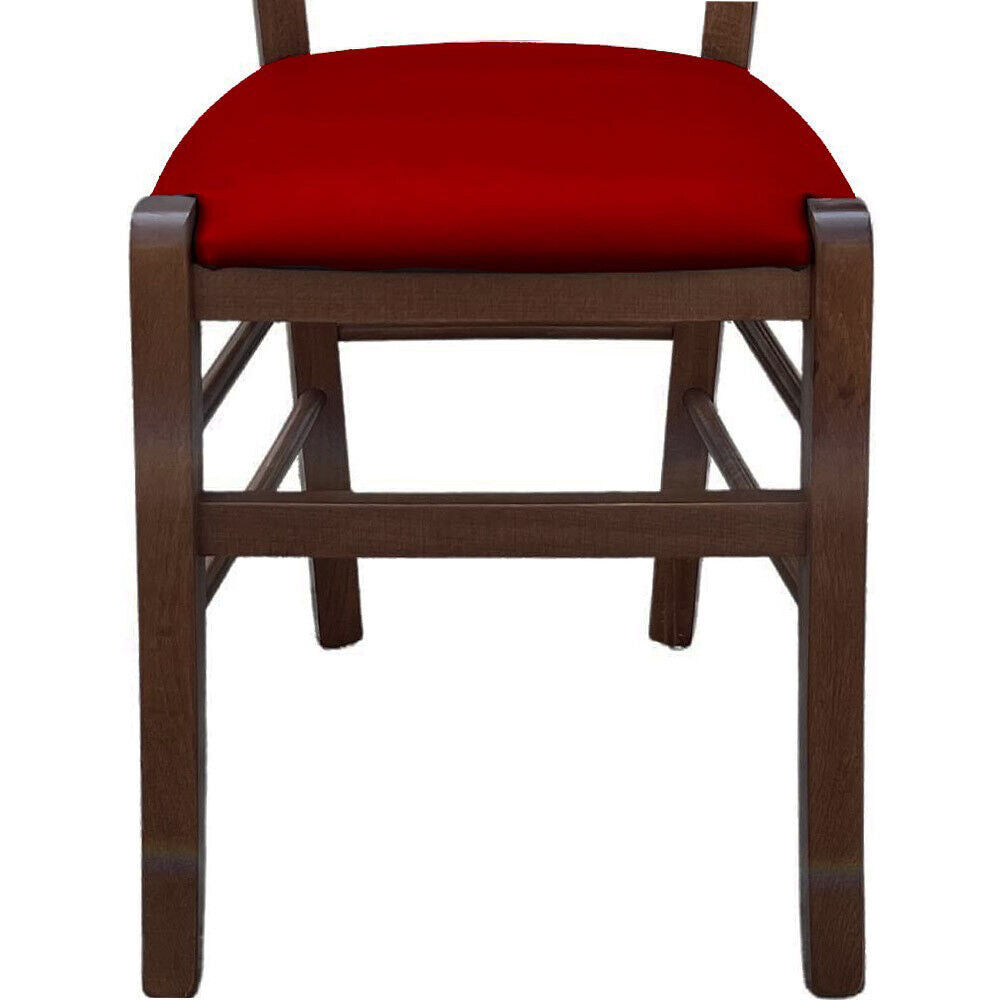 Sedia di legno venezia noce scuro con seduta  imbottita ecopellerosso