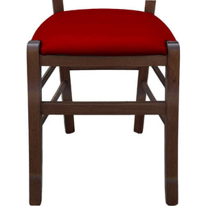 Sedia di legno venezia noce scuro con seduta  imbottita ecopellerosso