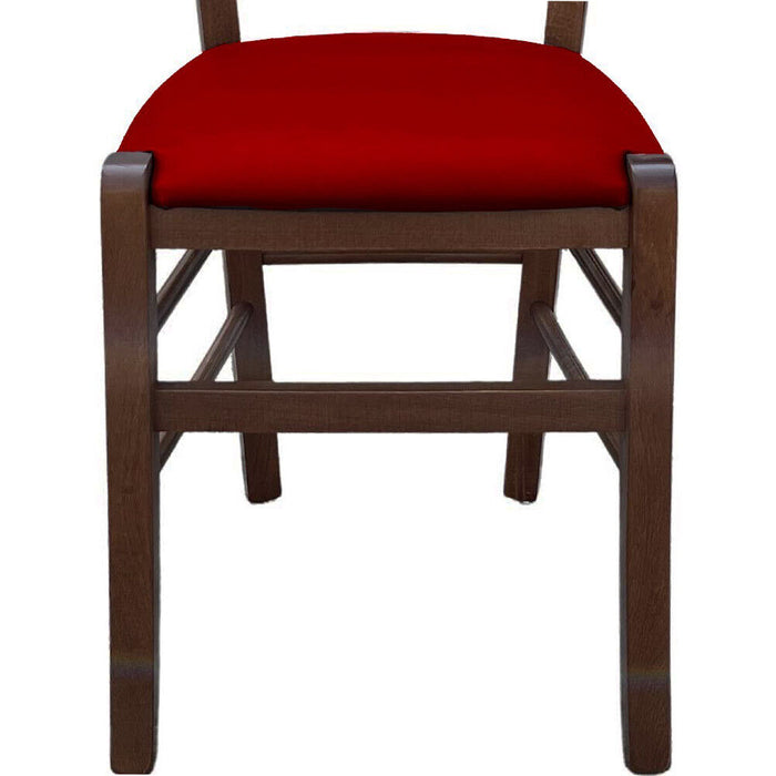 Sedia di legno venezia noce scuro con seduta  imbottita ecopellerosso