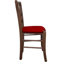 Sedia di legno venezia noce scuro con seduta  imbottita ecopellerosso