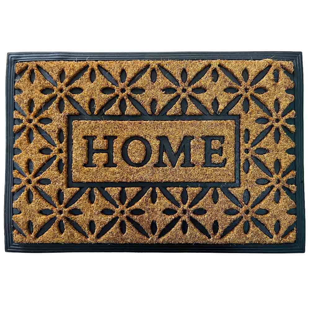 Zerbino rettangolare in fibra di cocco con scritta Home misura 40 cm x 60 cm