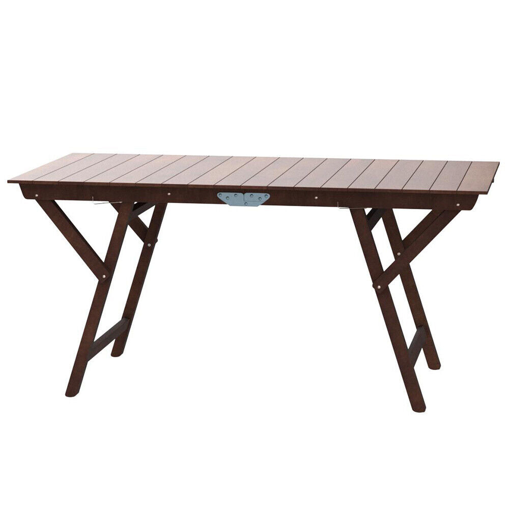 Tavolo tavolino pieghevole in legno noce scuro 140 x 70 cm richiudibile