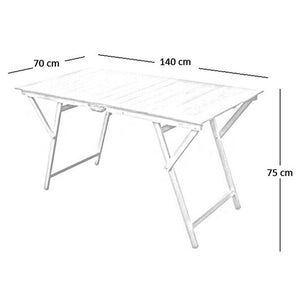 Tavolo tavolino pieghevole in legno noce scuro 140 x 70 cm richiudibile