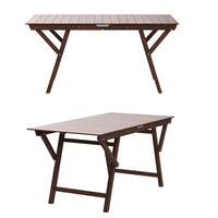 Tavolo tavolino pieghevole in legno noce scuro 140 x 70 cm richiudibile