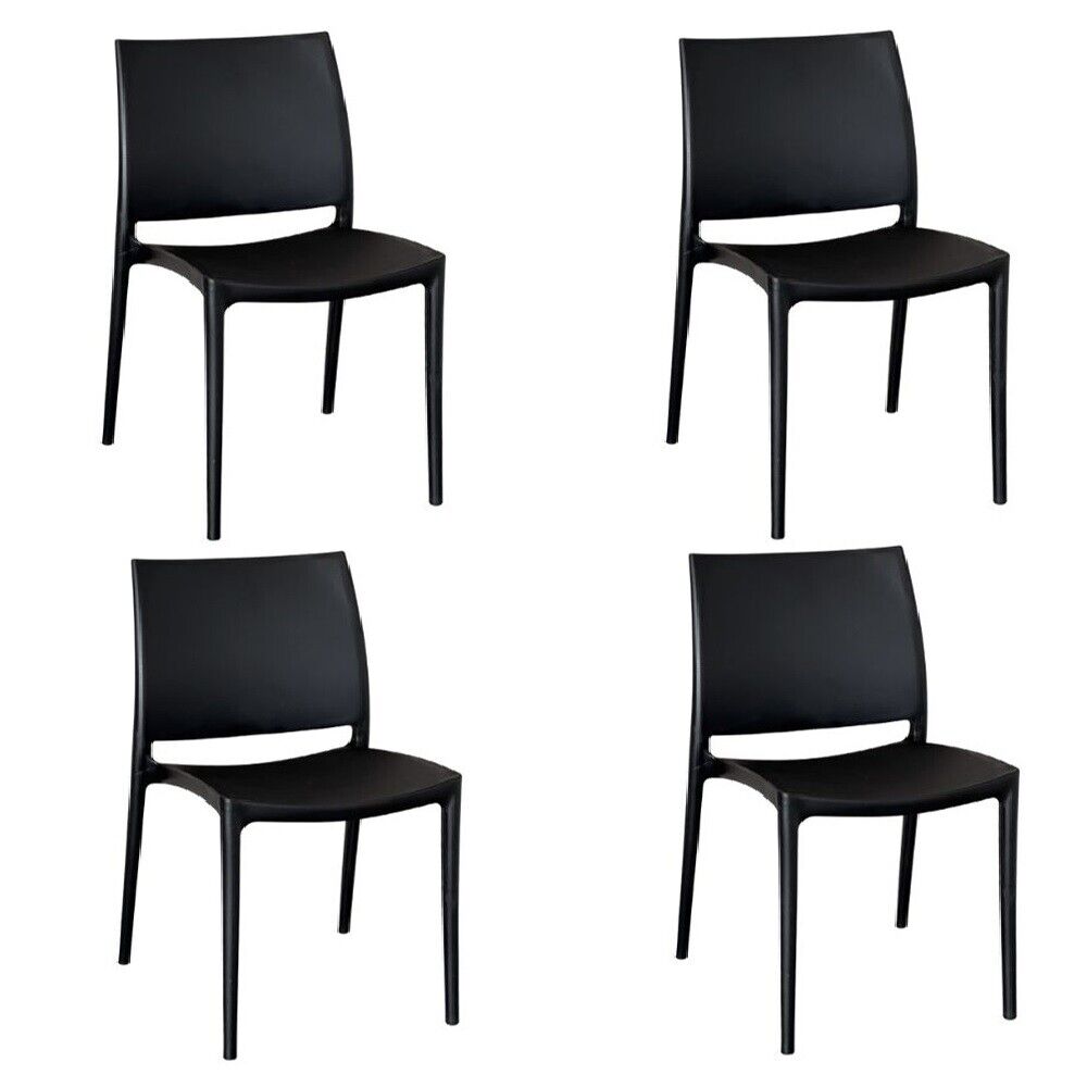 Sedia sala da pranzo set  altea in plastica nero modello confort x 4