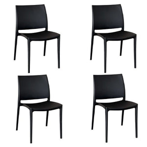Sedia sala da pranzo set  altea in plastica nero modello confort x 4