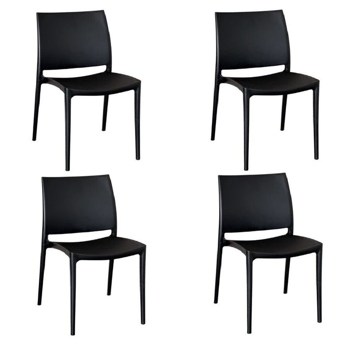 Sedia sala da pranzo set  altea in plastica nero modello confort x 4
