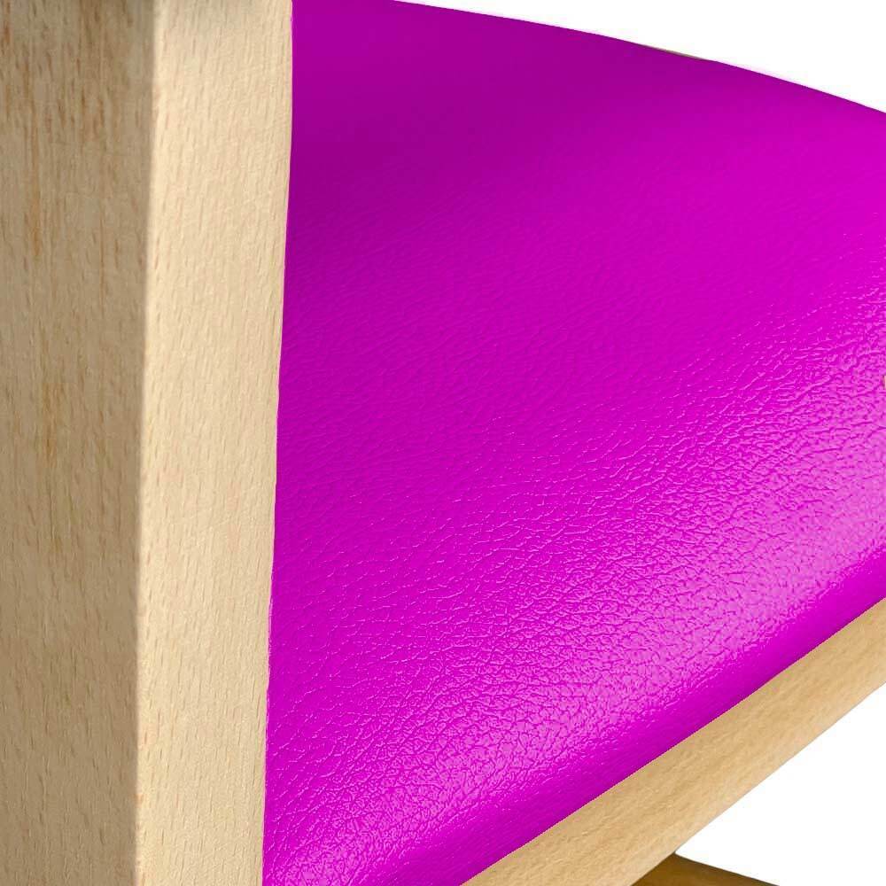Seggiolone in legno naturale con seduta similpelle lilla
