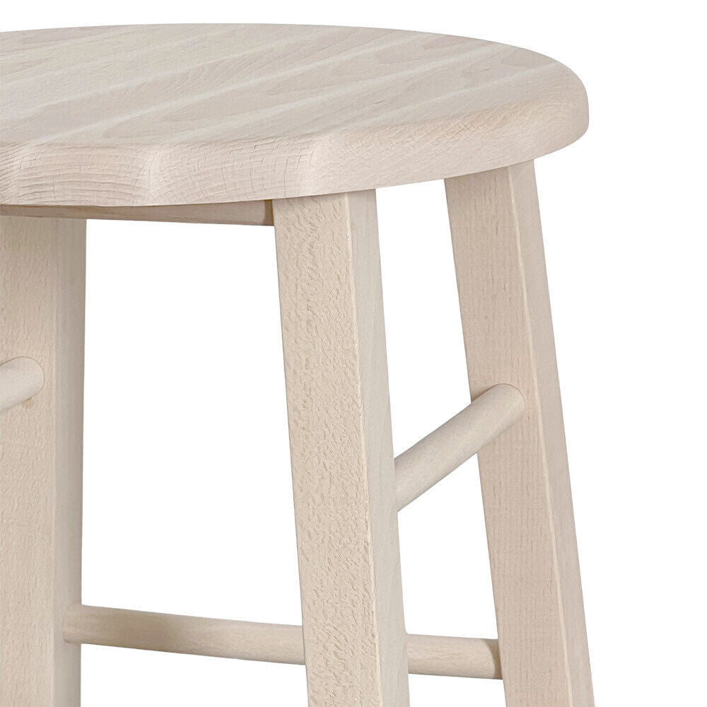Sgabello di legno con seduta rotonda h 47 cm grezzo da verniciare gamba dritti