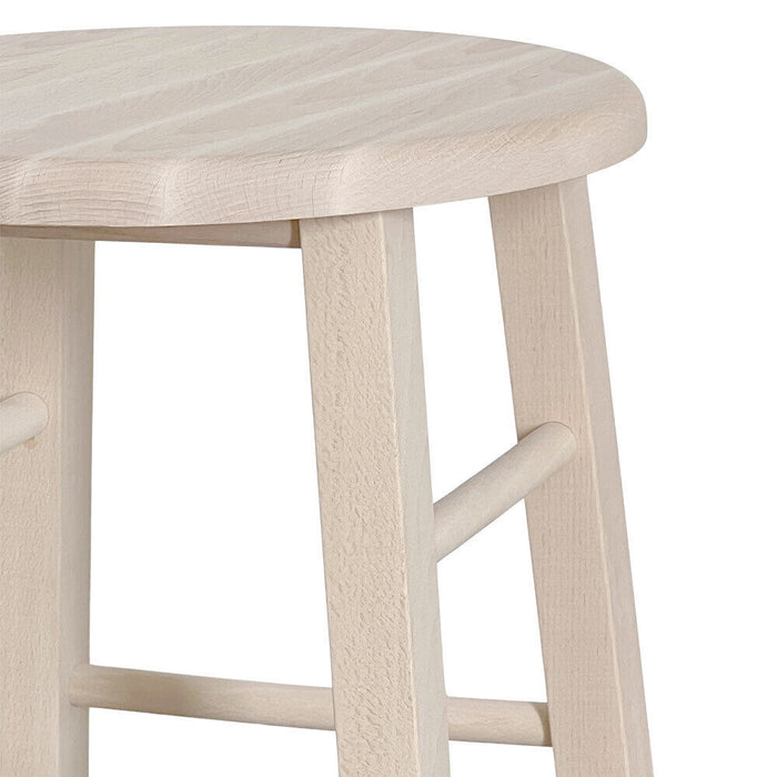 Sgabello di legno con seduta rotonda h 47 cm grezzo da verniciare gamba dritti
