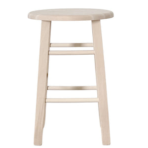 Sgabello di legno con seduta rotonda h 47 cm grezzo da verniciare gamba dritti