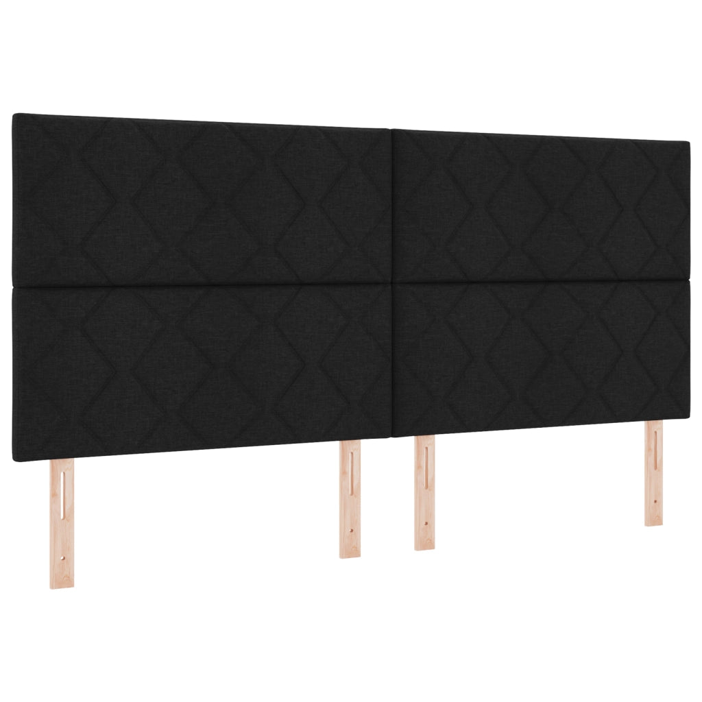 Letto a Molle con Materasso e Panchina Nera 200x200 cm Tessuto