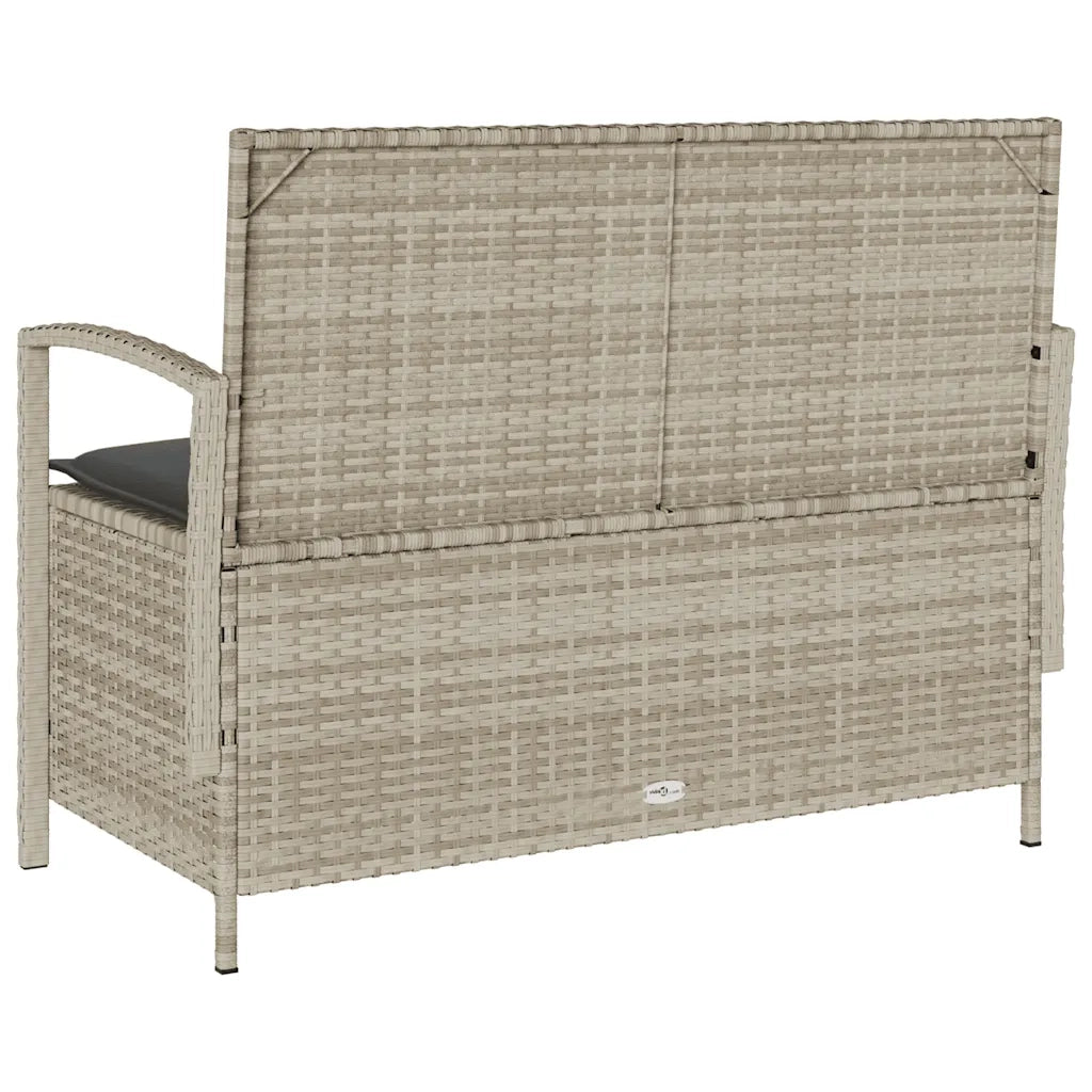 vidaXL Panca Portaoggetti da Giardino con Cuscino in Polyrattan