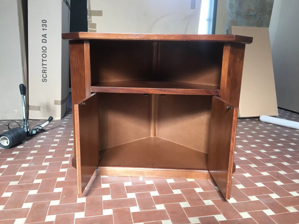Porta tv in legno arte povera ad angolo tinta noce 72x63xh80 (376) - Mobili 2G
