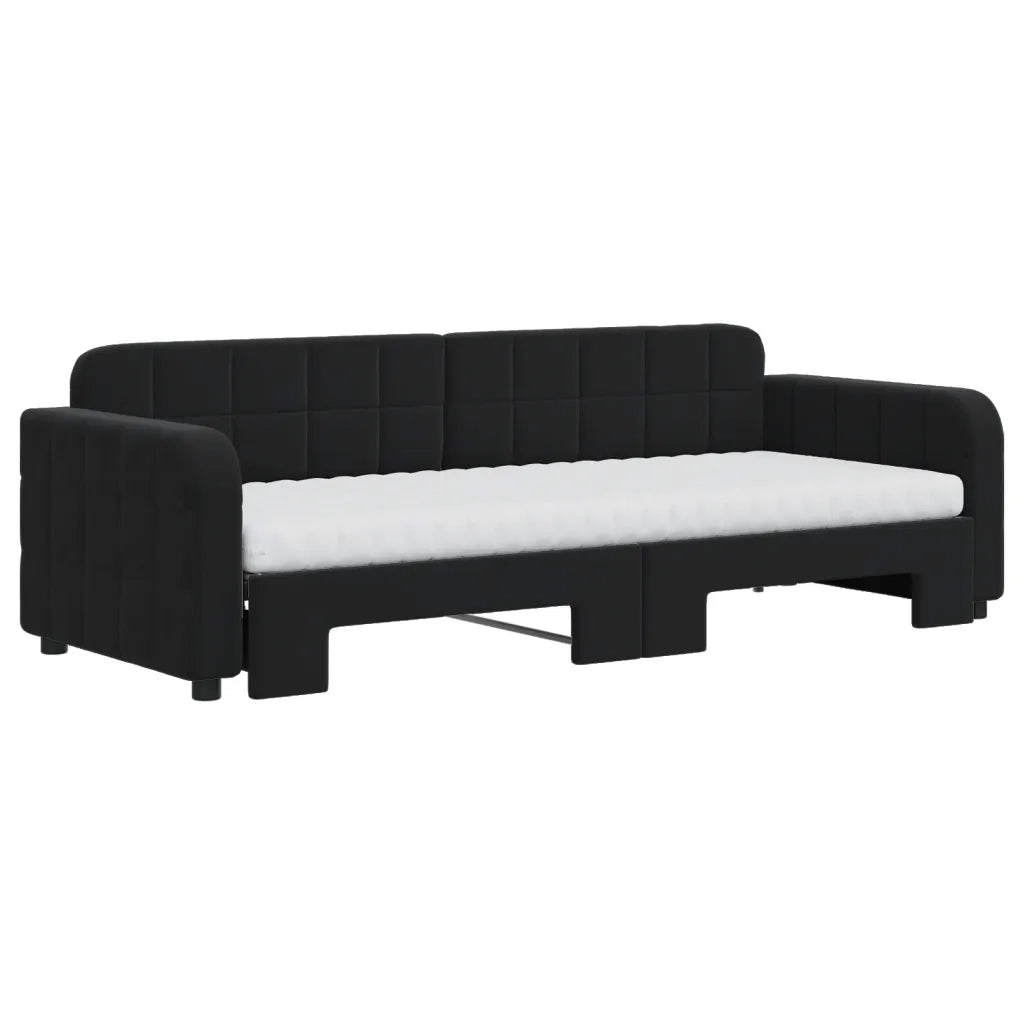 Divano Letto Estraibile con Materassi Nero 80x200 cm Velluto 3196950