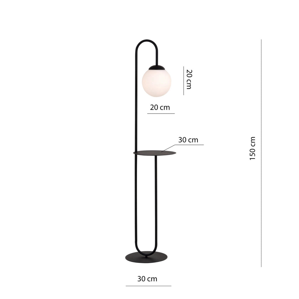 Lampada da terra con tavolino Emibig BARI E14 nera