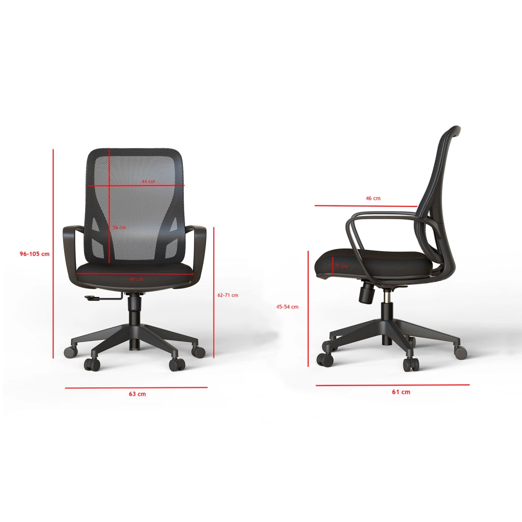 Sedia studio Hispanohogar altezza regolabile in tessuto nero