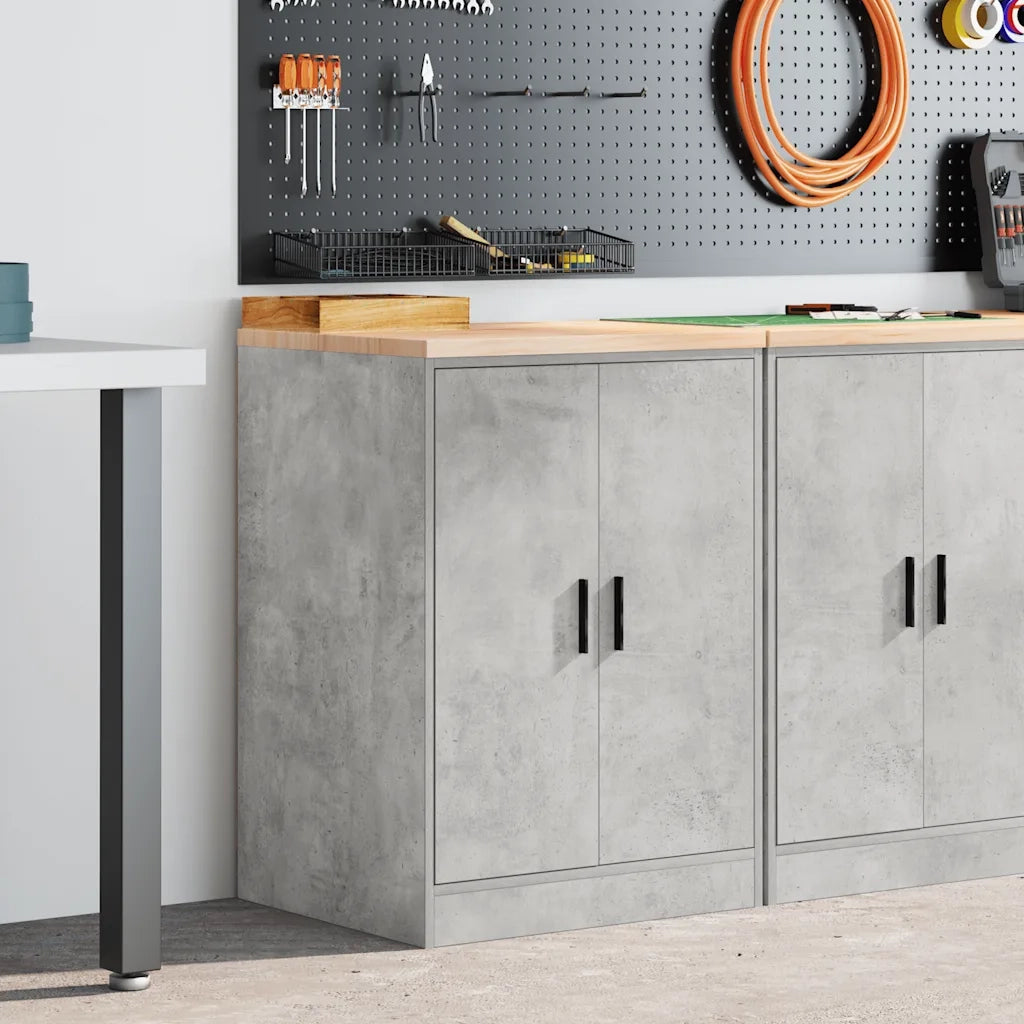 Mobile contenitore multifunzionale per garage 60 x 51 x 85 cm moderno e pratico piano di lavoro in legno grigio cemento 02_0051372