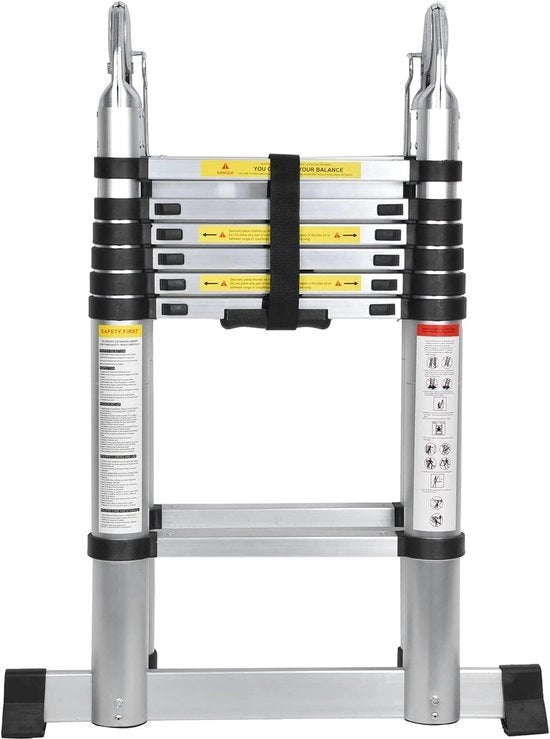 Scala Telescopica - Scala Telescopica a Volo - Altezza di Lavoro - Alluminio - Adatto per Uso Privato e Professionale - Scala Telescopica a Volo - Massimo Carico 150 kg
