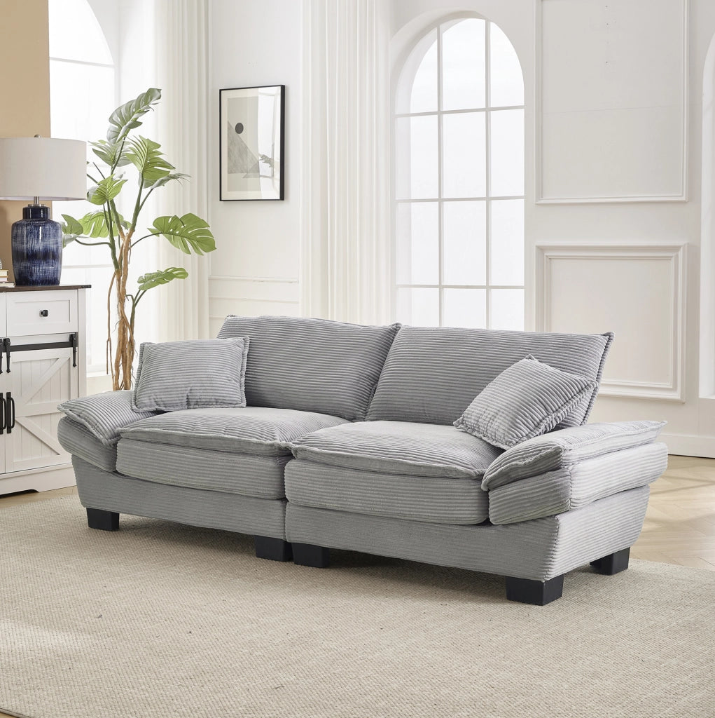 Divano 2 posti in velluto grigio chiaro 224 cm