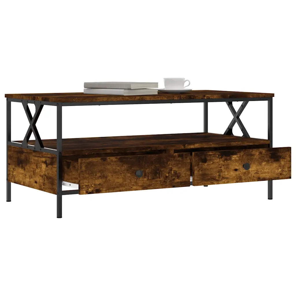Tavolino da Salotto Rovere Fumo 100x51x45 cm Legno Multistrato 835301