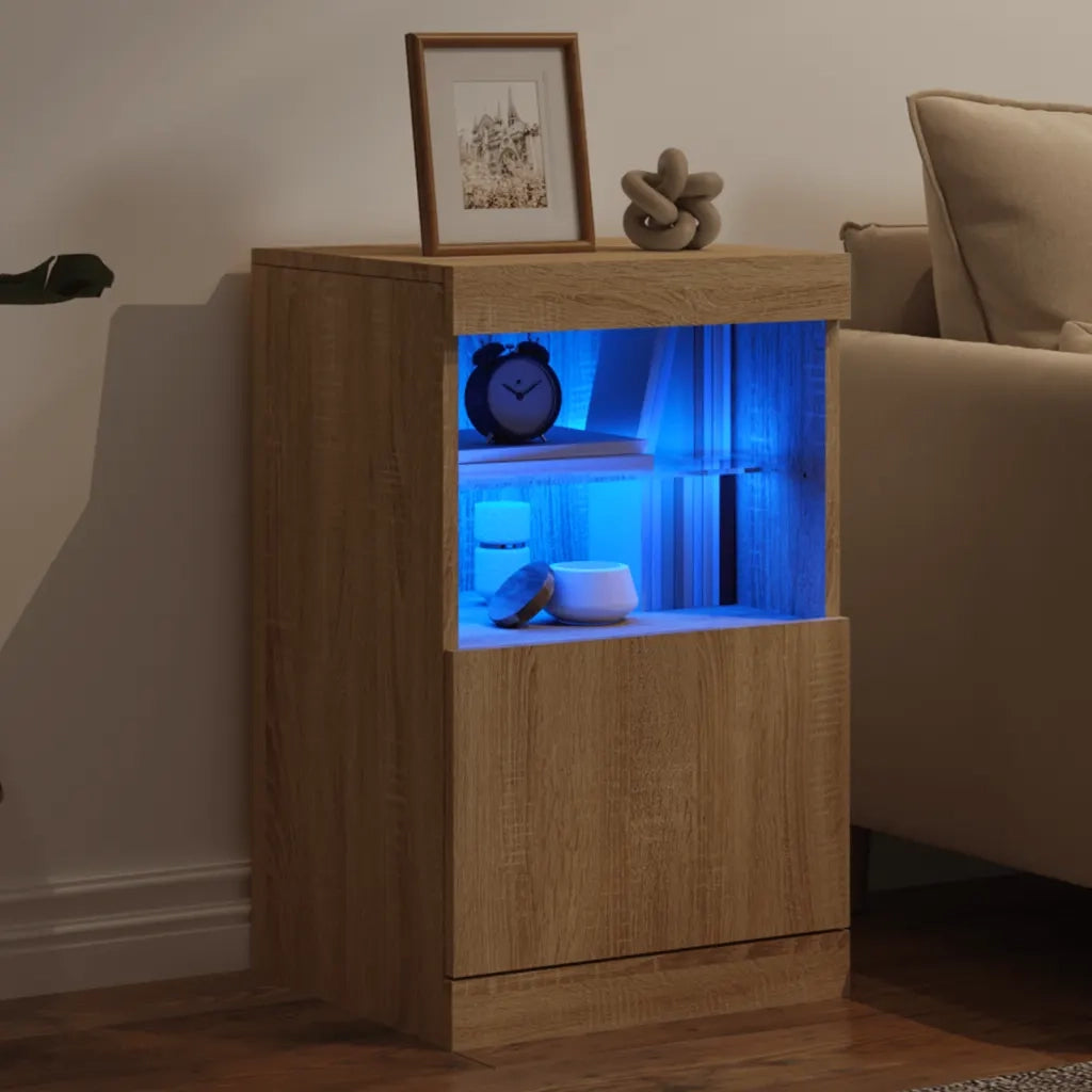 Credenza con Luci LED Rovere Sonoma 41x37x67 cm 836681