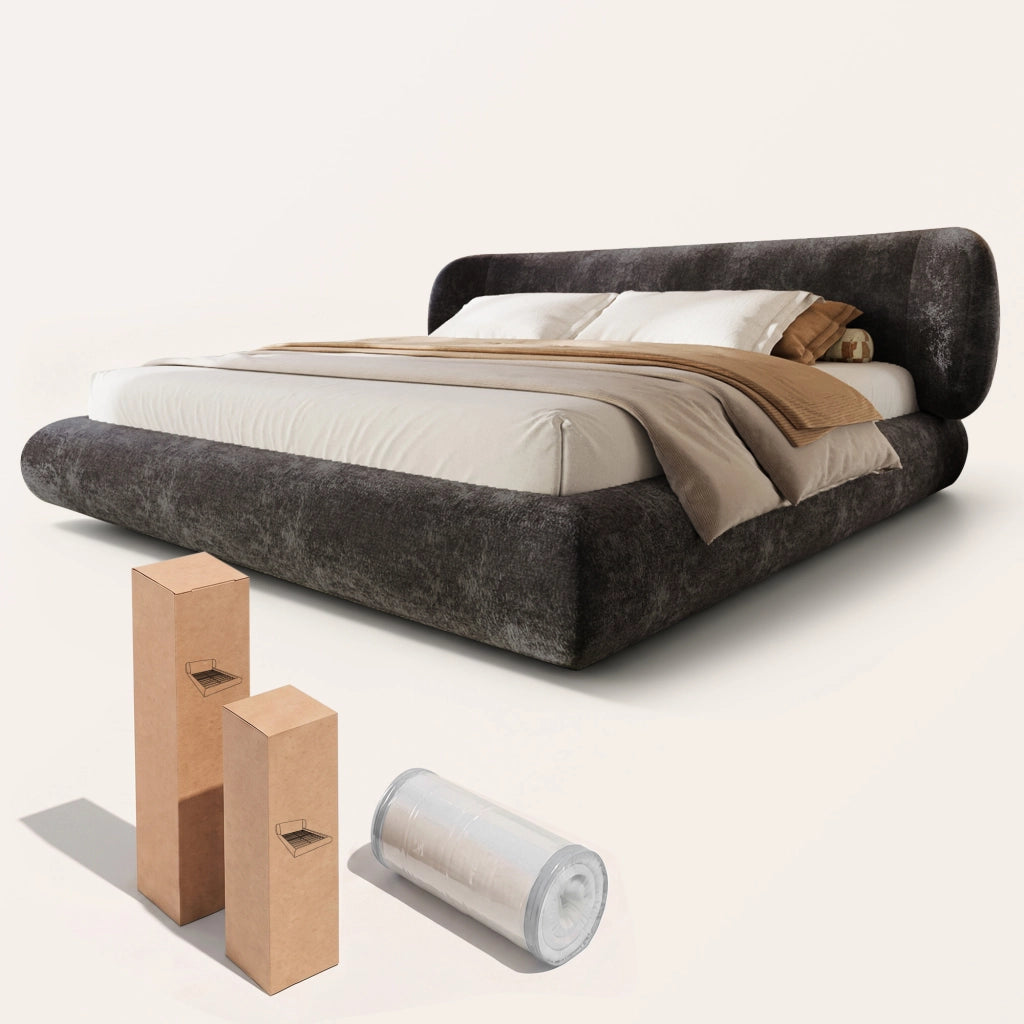 letto imbottito chenille grigio 185 x 233 cm