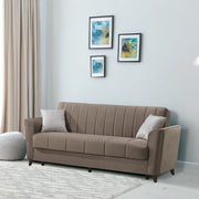 Divano letto Duca 3 posti marrone con contenitore e funzione letto 223x86x89H