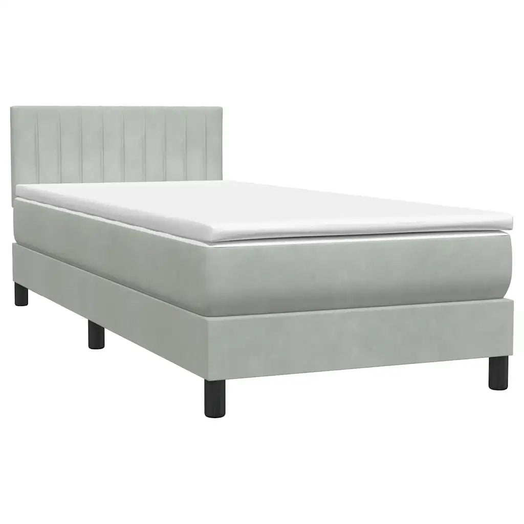 Letto a Molle con Materasso e LED grigio chiaro 90x210 cm Velluto 3317055