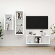 Set Mobili Porta TV 3 pz-Set di 3 Credenza per TV Bianco in Legno Multistrato 202623