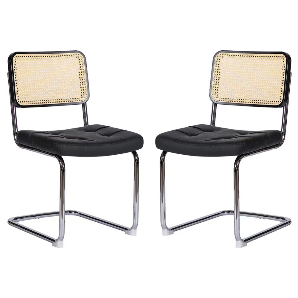 Sedie da Pranzo Set 2 Pezzi Imbottite ¨C MINIMAL ¨C Similpelle con Gambe in Metallo Cromato