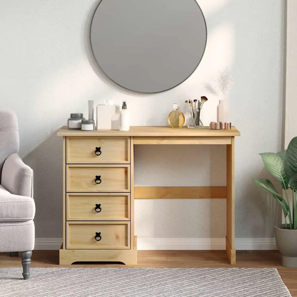 Toeletta | Tavolo da Trucco Corona 104x47x75 cm in Legno Massello di Pino