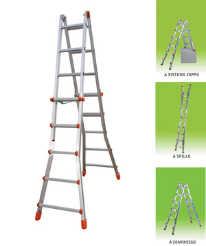 scala alluminio multiuso 5+5 gradini 5,20 m cod:ferx.1827