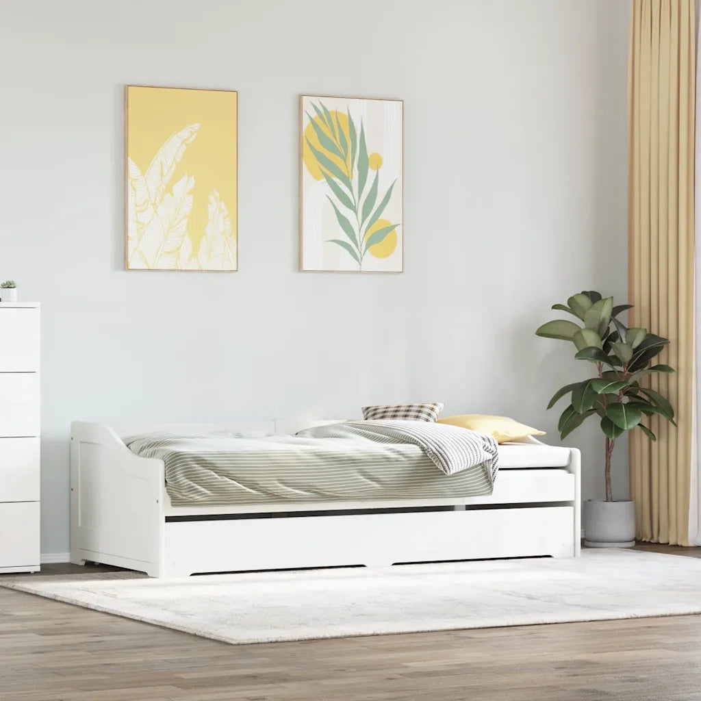 vidaXL Lettino con Rotelle senza Materasso IRUN Bianco 90x200 cm
