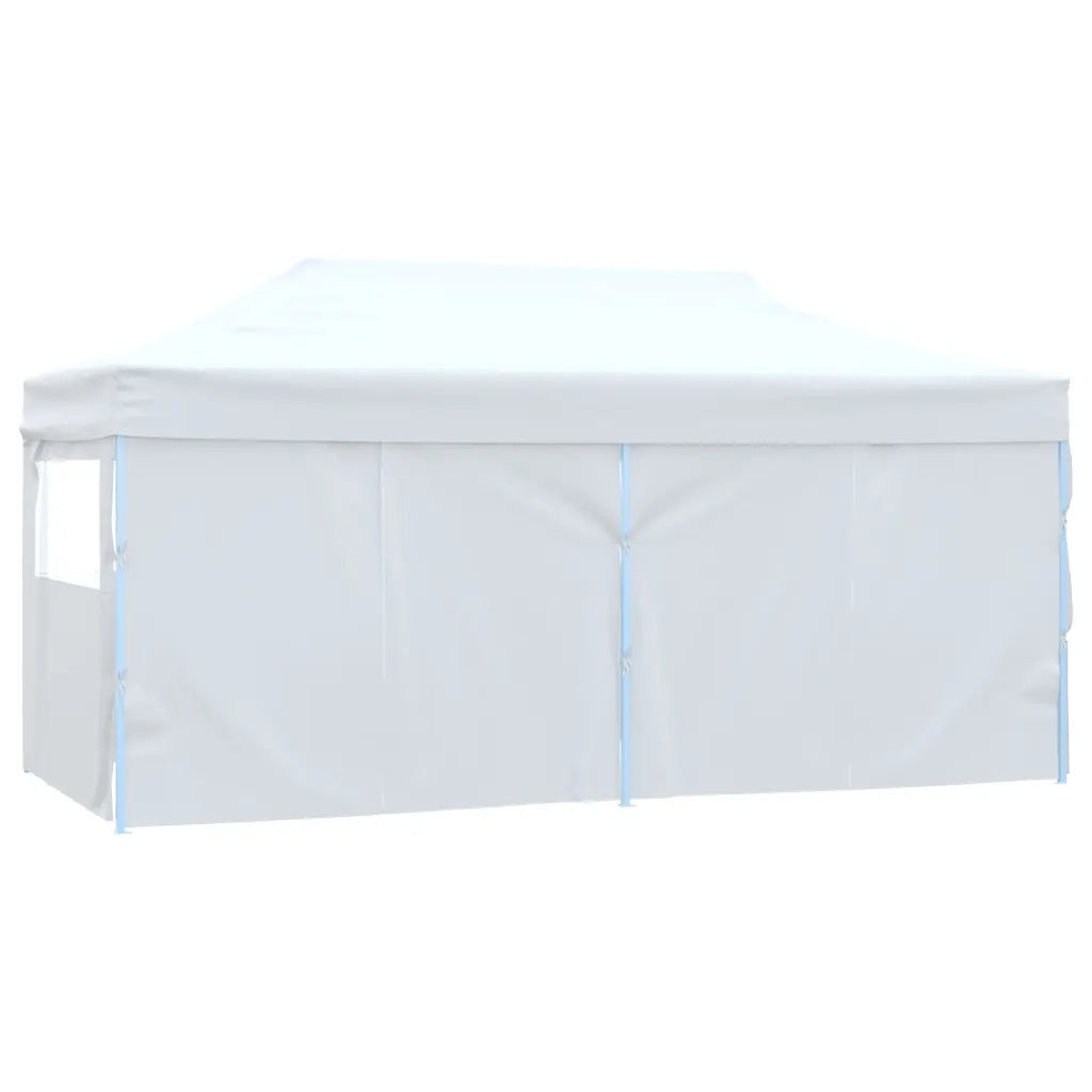 Gazebo Pieghevole con 4 Pareti 3x6 m Acciaio Bianco