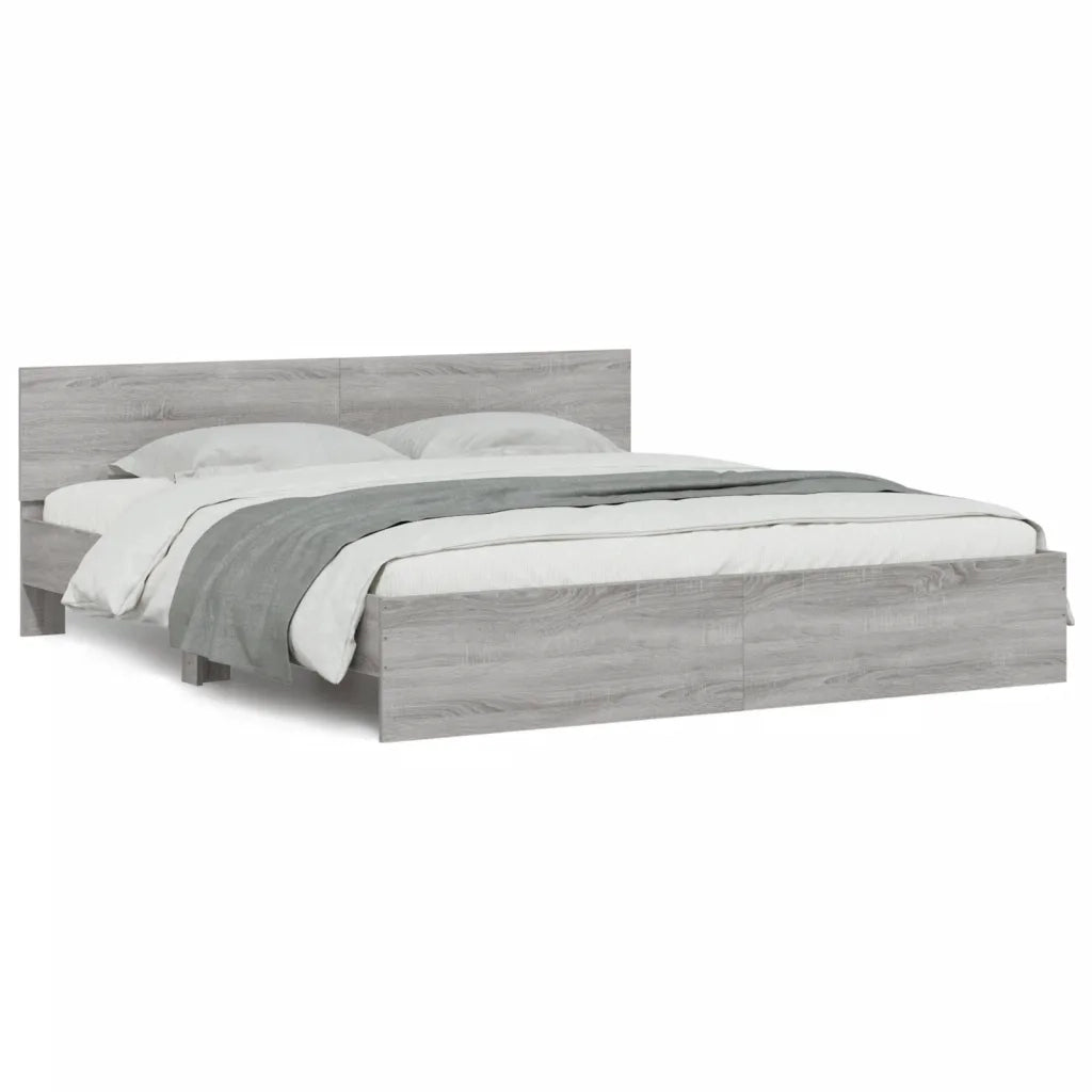 Giroletto con Testiera-Struttura Letto con testiera Grigio Sonoma 200x200 cm