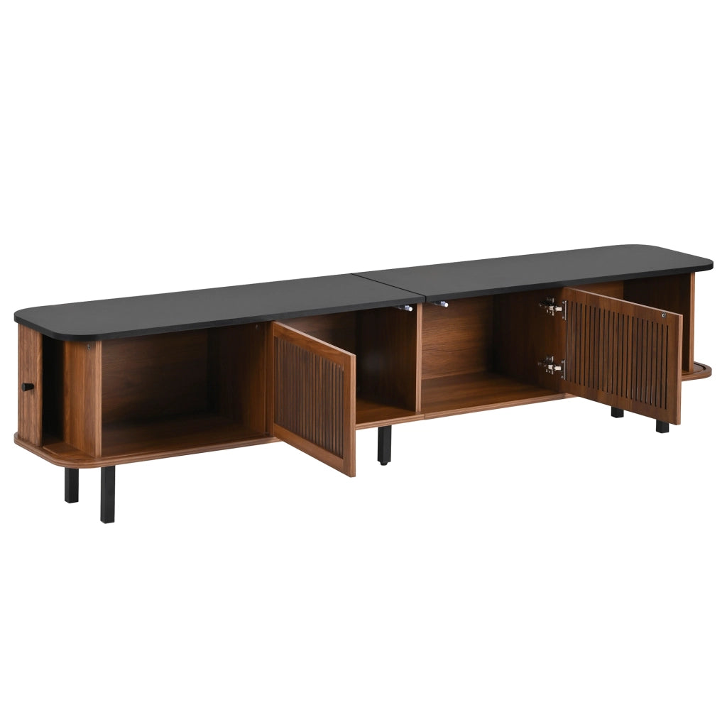 Mobile porta tv noce 190 cm con ante scorrevoli in rete e struttura in MDF